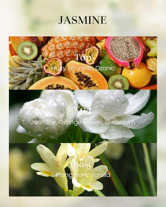 M&SENSE Jasmine Soy Candle, 8.1oz 42H Non-Toxic Long Burning, Fresh White Floral, Summer Night Aromatherapy Gift for Women