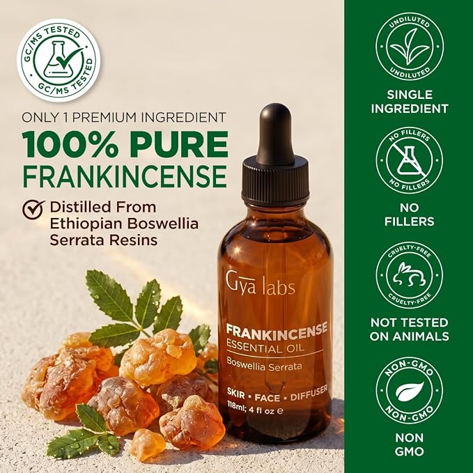 100% Pure Frankincense Essential Oil - 4 Fl Oz - Frankincense Oil for Hair, Skin, Diffuser, Aromatherapy & DIY Candle Making Scent