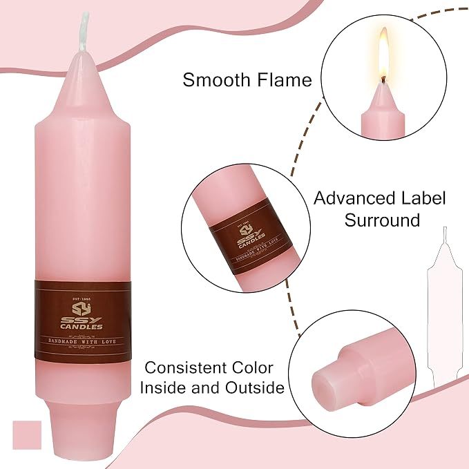 5 inch Short Taper Candle 4 Pack Handmade Pink Chunky Candles for Candle Sticks Unscented Pastel Candlesticks for Holiday Wedding Dinner Party Seasonal Celebration Birthday Home Decoration