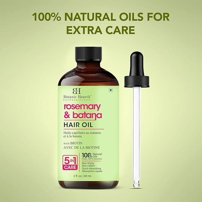 Botanic Hearth 100% Pure Rosemary Batana Oil For Hair Growth & Hair Treatment Oils 2 Fl Oz | Infused with coconut Oil | Hair Oil Repairs Dry Damaged Hair, Strengthening, Healthier | All Hair Types