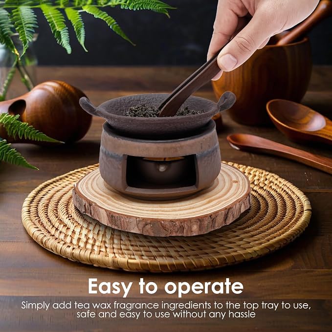 Ceramic Aromatherapy Stove Essential Oil Burner, Aromatherapy Burner Diffuser for Herbs, Tea Light Candle Holders Teapot Warmer, Zen Incense Kit for Home Office