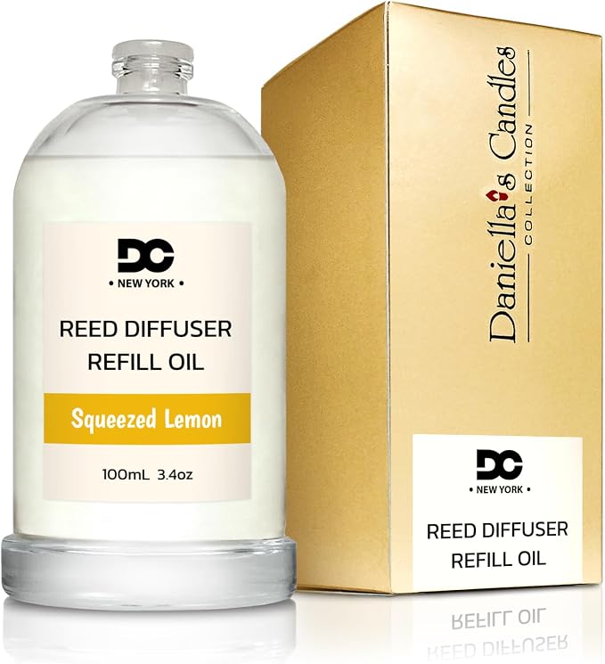 Daniella's Candles Fresh Squeezed Lemon Reed Diffuser Refill Oil, 3.4oz/100ml, Premium Fragrance Oil, Home Fragrance, Oil for Reed Diffusers, Long Lasting