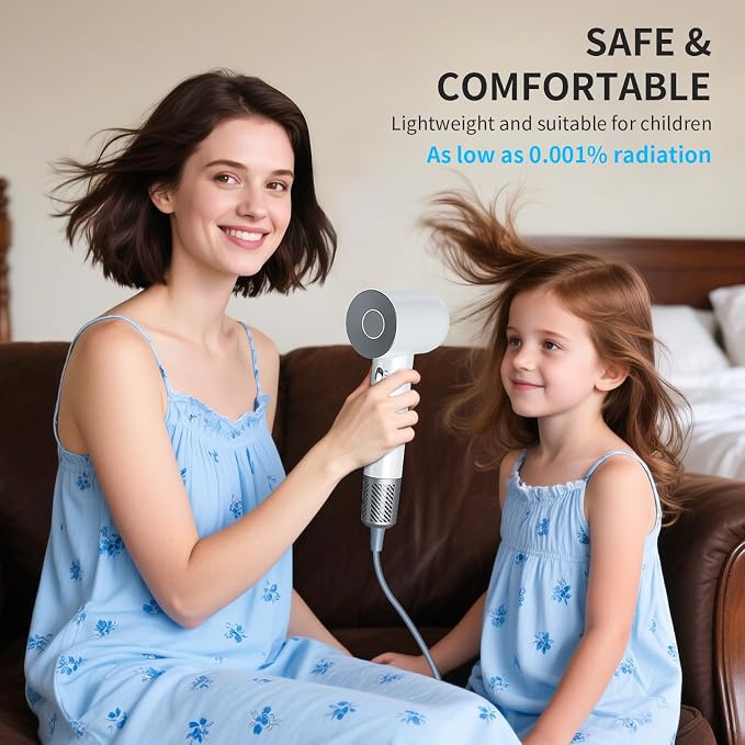 Professional High Speed Ionic Hair Dryer, 500 Million Negative Ions, Ultra-Fast Drying, Low Noise, 150000 RPM, Infrared Blow Dryer with a Magnetic Nozzle for Faster Drying All Hair Types