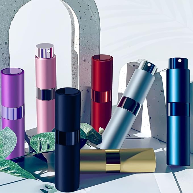 2 PCS/8ml Portable Mini Perfume Atomizer bottles, Empty Refillable Spray Bottle with 3 Types of Refill Tools, Pocket Travel Perfume Sample Bottles(Silver)