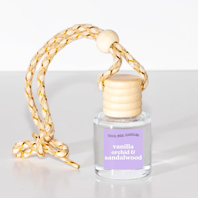 COOLGIRLCANDLES Vanilla Orchid Sandalwood Car Hanging Fragrance Oil Air Freshener for Essential Oils, Scents Aromatherapy Automobile Diffuser, Long Lasting Bottle