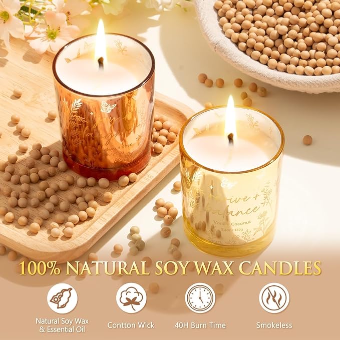 Mothers Day Gifts for Women Mom Friend Sister, Unique Birthday Gifts for Women Girlfriend Wife Daughter, Christmas Candles Hummingbird Rotating Scented Candles Set for Woman w/Crochet Flower Bouquet