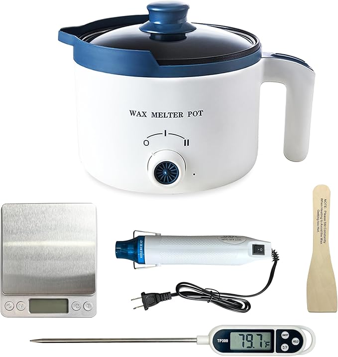 Wax Melting Pot Kit with Electric Wax Melter, Pro DIY Candle Making Supplies Kit with Digital Scale(No Battery), Heat Gun, Thermometer for Adults