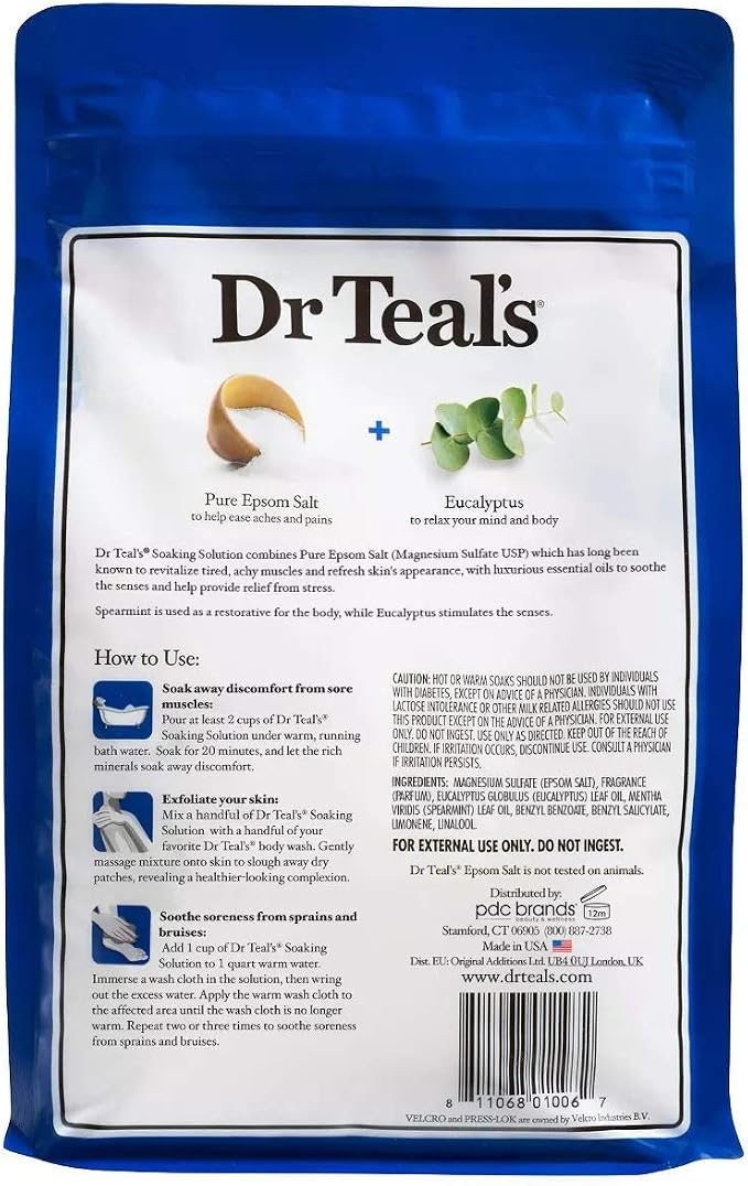 Dr Teal's Salt Bath Variety Gift Set (2 Pack, 3lbs Ea.) - Relax & Relief Eucalyptus & Spearmint, Melatonin Sleep Soak - Essential Oils Blended with Pure Epsom Salt & Melatonin - Promotes Better Sleep