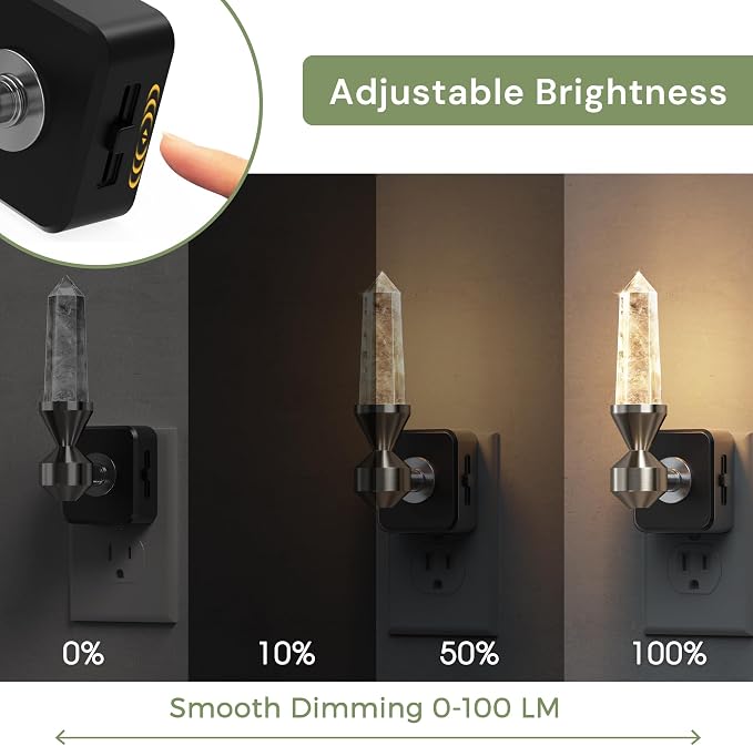 L LOHAS LED Night Light: Night Lights Plug into Wall, Dimmable Night Light Aesthetic Crystal, Warm Light 3000K, Dusk to Dawn Sensor, Healing Stone Decorative Nightlight for Home Living Room