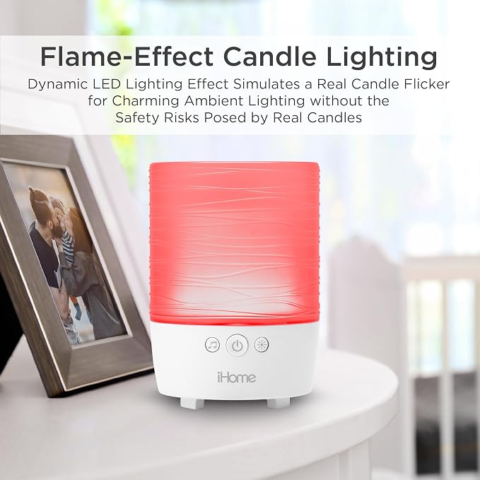 iHome Zenergy Candle Portable Bluetooth Sound Machine with Meditative Light and Sound Therapy, Candle with Candle Effect and Breathing Guide