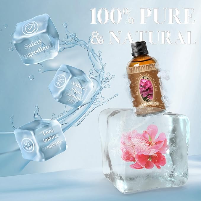 Geranium Essential Oil 100ML - 100% Pure and Natural Therapeutic Grade Oils for Aromatherapy Diffuser - 3.4 Fl Oz/Geranium