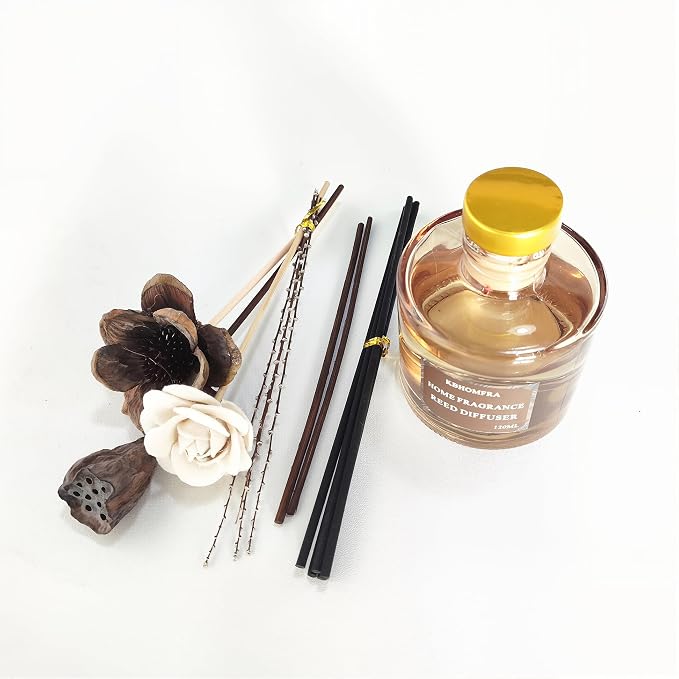 Reed Diffuser with Dried Flowers, Jasmine Cedar Sandalwood Scent, 4.06 fl oz, Glass, 120ml, Long Lasting Home Fragrance