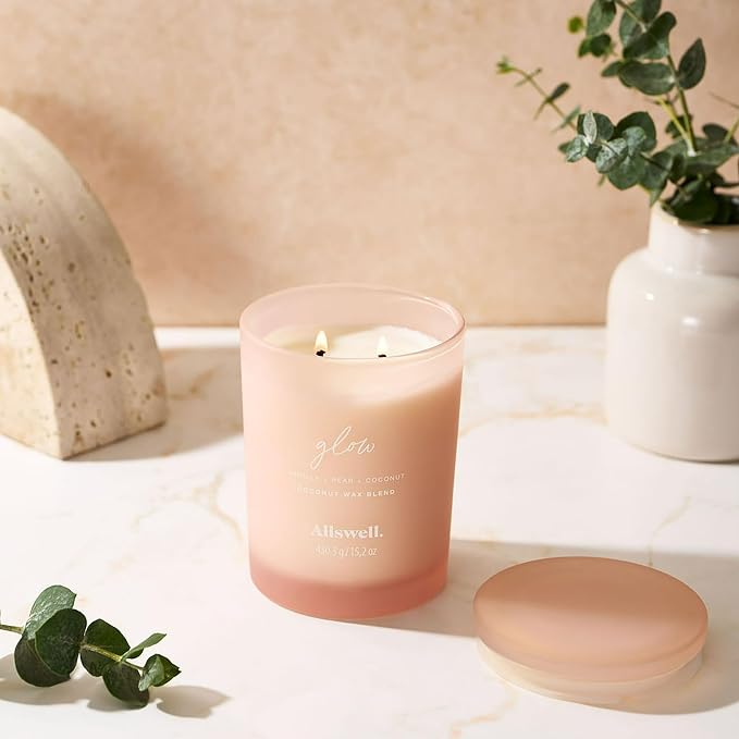 Frosted Scented 2 Wick Candles AW (Glow (Vanilla + Pear + Coconut))