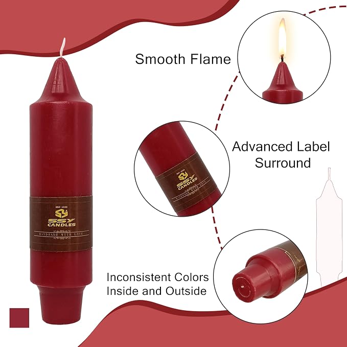 5 Inch Short Taper Candle Red Unscented Tapered Candles 4 PCS Smokeless Candle for Christmas Dinner Home Decoration