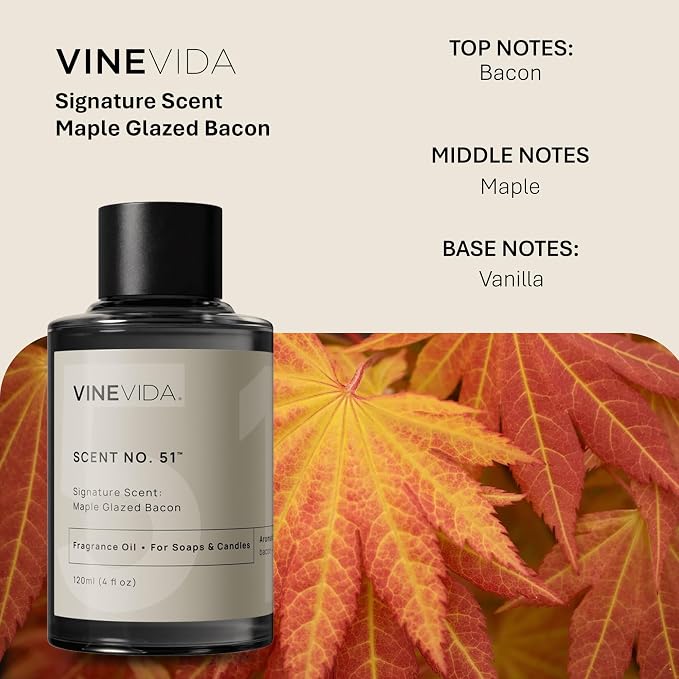 VINEVIDA [4oz] Maple Glazed Bacon Fragrance Oil for Candle Making and Soap Making - Premium Candle Scents for Soy Candles