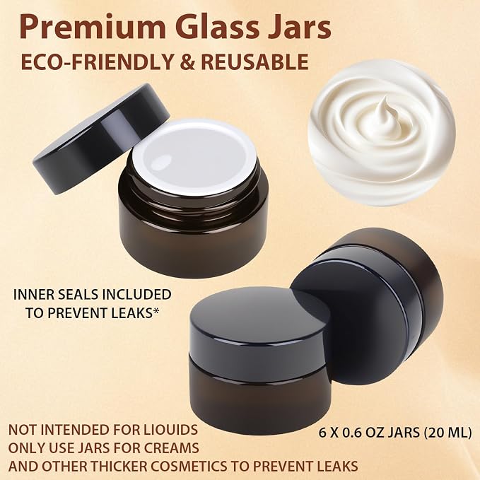 29 Pack TSA Approved Glass Travel Skincare Containers,Toiletry Bag，1.7/1/0.7/0.5/0.3oz Refillable Traveling Size Containers with Pump, Jars & Essential Oil Bottle , Leak-Proof for Creams & Liquids