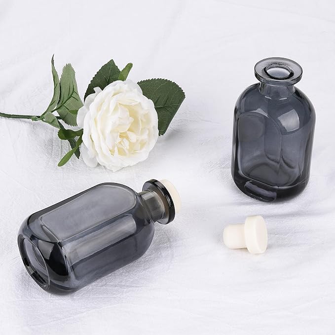 Glass Diffuser Bottles 2 Pack 5oz/150ml Reed Diffuser Bottle Empty Diffuser Bottle Refillable Aromatherapy Storage Container Reed Diffuser Sticks Bottles(Grey)