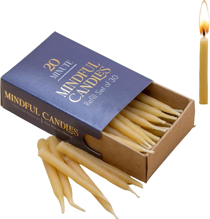 USA Beeswax 20-Minute Candles Set - Made in USA - Thoughtful Christian Gifts for Women Unique Gifts for Women for Prayer, Mindfulness, Meditation Accessories (Refill (Candles Only))