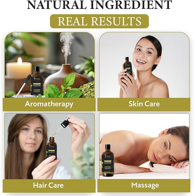 Oregano Essential Oil | Pure Aromatherapy Oil for Diffusers, Hair Growth, Skin, Scalp Care, Massage | Refreshing Hair Oil for Women & Men | Organic Essential Oil for Diffuser | 4 Fl Oz