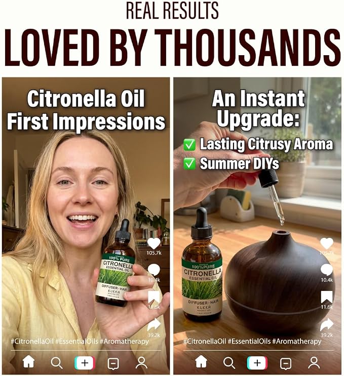 100% Pure Citronella Oil - 4 Fl Oz Citronella Essential Oil for Hair, Skin, Diffuser, Aromatherapy & DIY Soap Making Scent