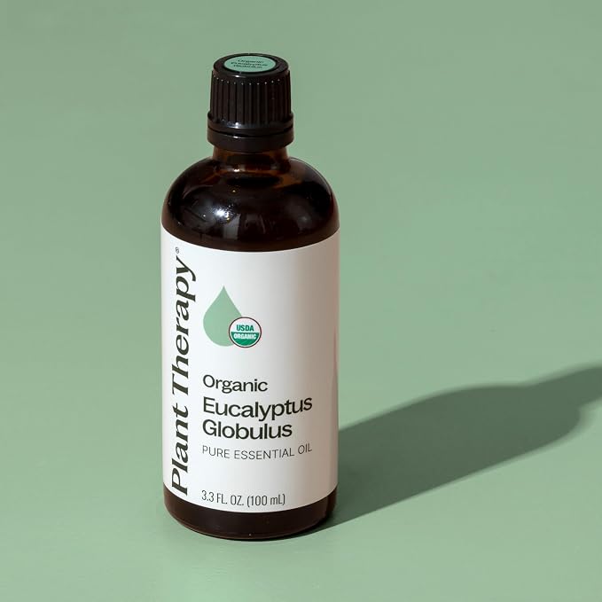 Plant Therapy Organic Eucalyptus Globulus Essential Oils 100 mL (3.3 oz), 100% Pure, USDA Certified Organic, Undiluted, Natural Aromatherapy for Respiratory Support & Focus