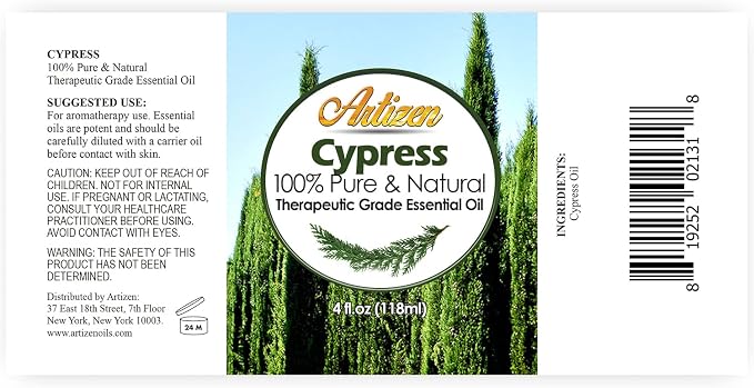Artizen 4oz Oils - Cypress Essential Oil - 4 Fluid Ounces