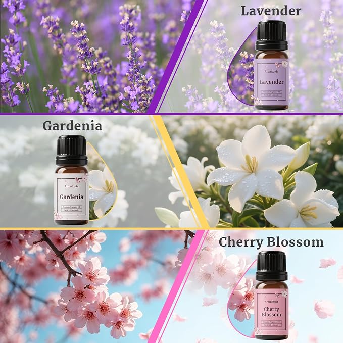 Floral Essential Oil Set, Fragrance Oils for Diffuser, Soap, Candle Making | IFRA Certified, 10ml* 6 Premium Diffuser Essential Oils