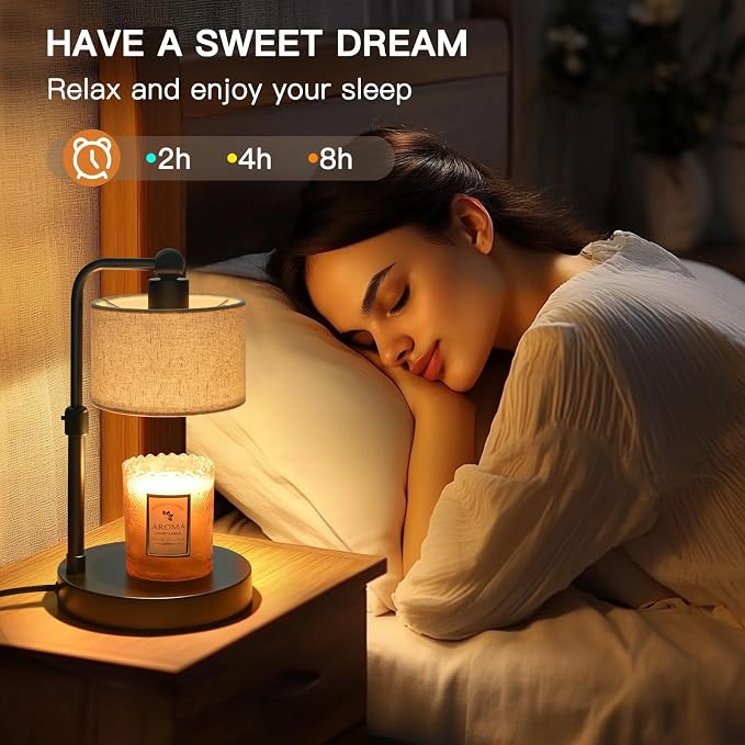 Candle Warmer Lamp with Timer, Height Adjustable Electric Candle Warmer Lamp with 2 Bulbs, House Warming Gifts, Vintage Bedroom Decor Compatible with Various Candles, Valentine Gifts, Birthday Gifts