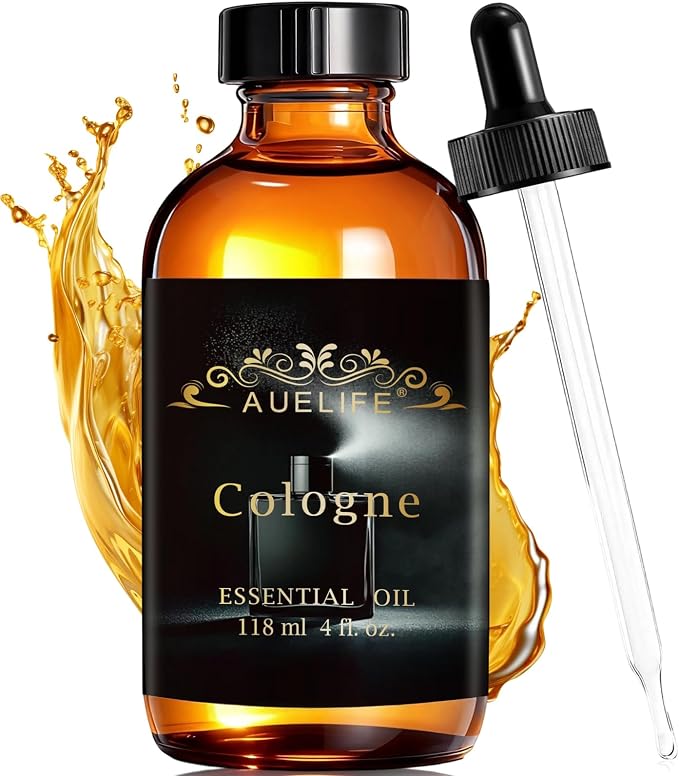 Auelife 4oz Cologne Essential Oils for Diffusers for Home - Men Fragrance Oil for Candle Making, Soap Making Supplies, Father's Day & Birthday Gifts for Him, Masculine Scent for Men Gift, 118ml