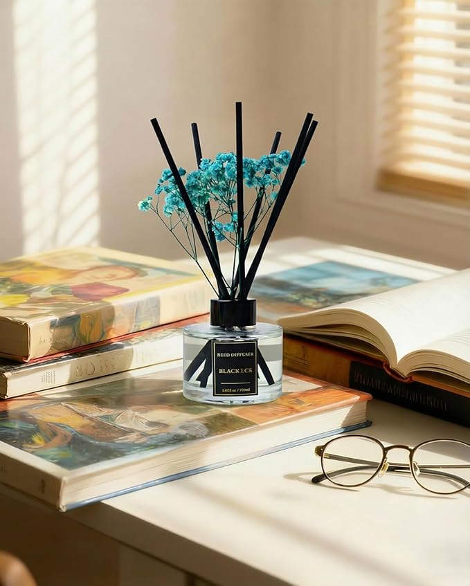 Reed Diffuser Set-Black Ice Scent Fragrance Oil Diffuser with 6 Reed Sticks | Home & Bedroom Bathroom Decor,3.38 fl oz (100ml)