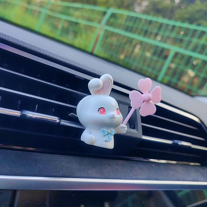 Cute Car Air Freshener Vent Clips, 3D Animal with Mini Fan Diffuser Vent Clip, Air Conditioning Decoration Car Accessories for Women and Men