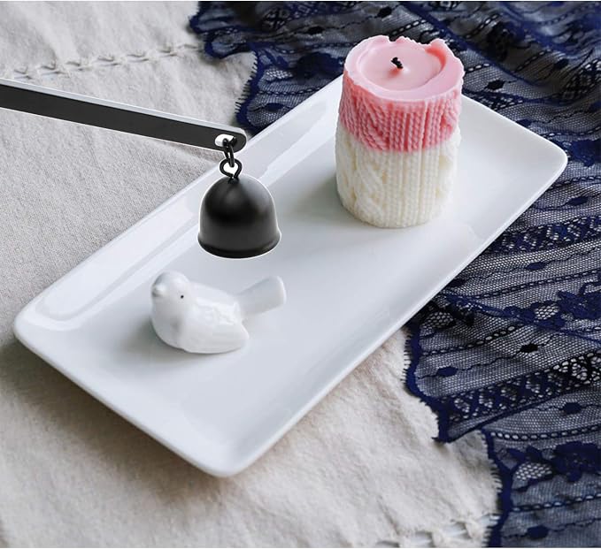 Candle Snuffer, Stainless Steel Wick Flame Extinguisher Elegant Candle Accessory for Candle Lovers - Ivory Black