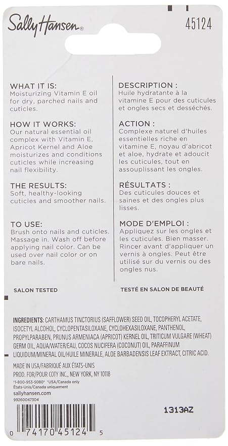 Sally Hansen Vitamin E Nail and Cuticle Oil | 0.45 Fl Oz | Pack of 2