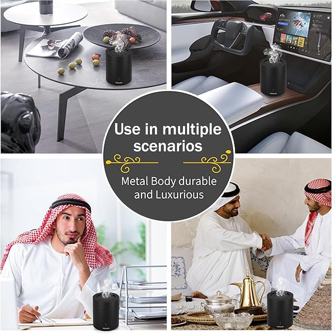 Portable Mini Incense Burner Bakhoor.120 Seconds Charcoal Resin Incense Burner.Rechargeable USB Aromatherapy Diffuser Electric Arabic Incense Holder Muslim Home Decor