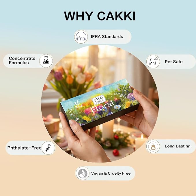 CAKKI Essential Oils for Diffusers for Home, Floral Fragrance Oils Set, 6x10ml, Rose, Lavender, Chamomile, Eucalyptus, Orange Blossom, Jasmine, Aromatherapy Oils, for Candles Making, for Humidifiers