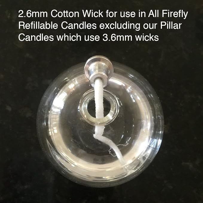 Firefly Brand - 5 Feet of 2.6mm Braided Eco Cotton Replacement Wick for Oil Lamps and Candles for Round Wick Holders