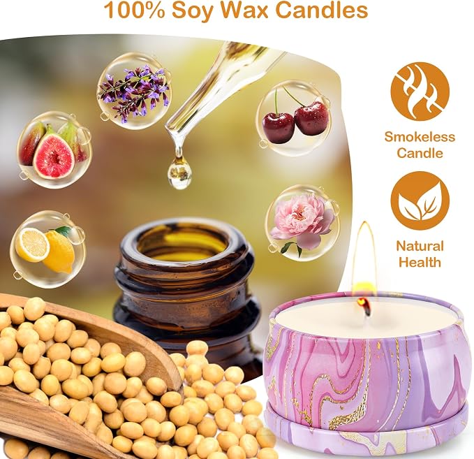 Candles Gifts for Women, 6 Pack Scented Candles for for Home Scented, Natural Soy Wax Aromatherapy Candle Gift Set for Christmas, Friends Birthday, Mothers Day, Teacher Appreciation Gifts