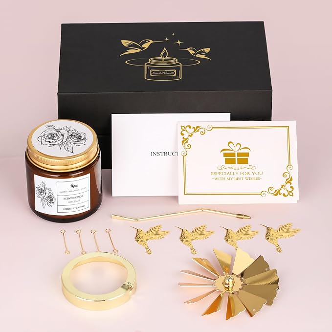 Rotatable Rose Scented Candle Gifts, Hummingbird Gifts for Women