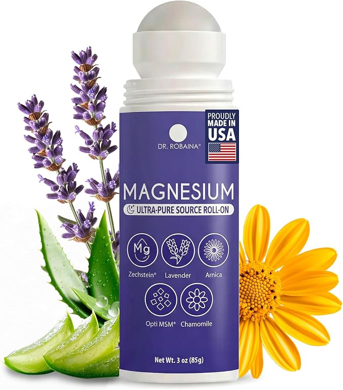 Dr. Robaina Lavender Magnesium Roll On – Zechstein Magnesium & OptiMSM with Lavender Oil for Sleep Support, Nighttime Leg Comfort & Relaxation, 3 oz
