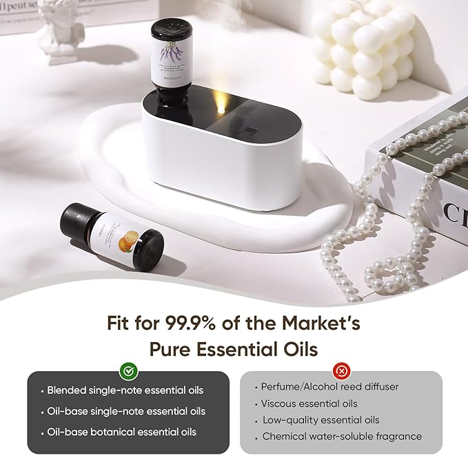 Lecdura Waterless Diffuser for Essential Oil, Battery Operated Scent Air Aromatherapy Diffuser, Mini Aroma Diffusers with 3 Intermittent Mist Modes, Cycle Start for 400-700 sq.ft Home Office Bedroom.