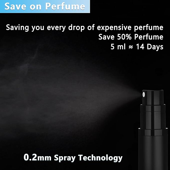 Refillable Perfume Atomizer Travel Bottle 5ml Leakproof Luxury Travel Perfume Refillable Bottle, Portable Fragrance Atomiser (Black)