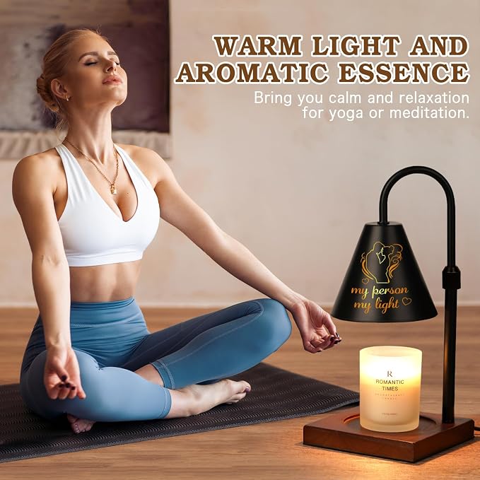 Modern Candle Warmer Lamp with Timer, My Person My Light, Couple Anniversary Valentines Day Gifts for Men Women, Adjustable&Dimmable Candle Lamp Warmer, Black Candle Warmer, Vintage Home Decor