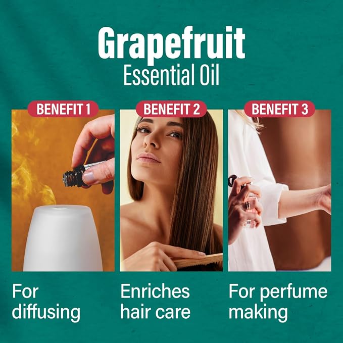 H'ana Grapefruit Oil - 1.02 Fl Oz Grapefruit Essential Oil for Hair, Skin, Diffuser, Aromatherapy & DIY