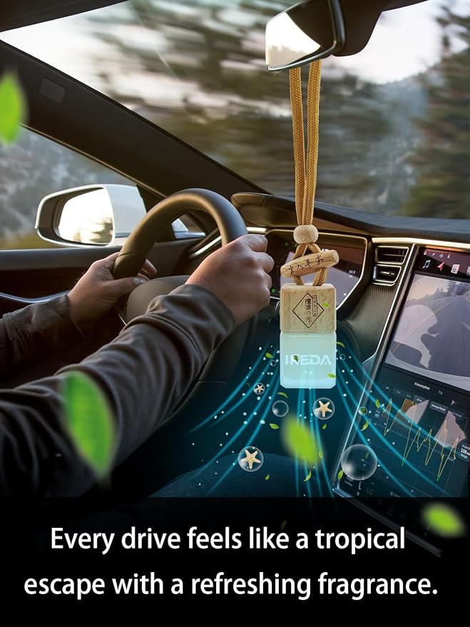 Ikeda Car Air Freshener: Hanging Car Smell Air Freshener | 10ml Hanging Car Perfume | Long Lasting Fragrance | Strong Scents Diffuser for Auto Home (Forget|Square)