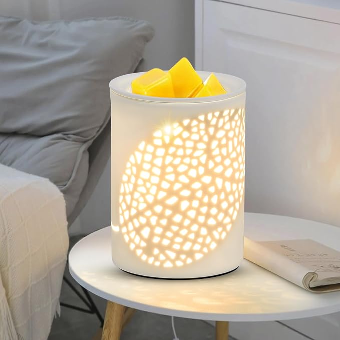 Ceramic Wax Melt Warmer, 3-in-1 Heater Removable Tray, Home Fragrance Wax Burner- Bedroom Living Room Decor, Spa, Ideal Gift for Valentines Mother's Day, Freeleaf