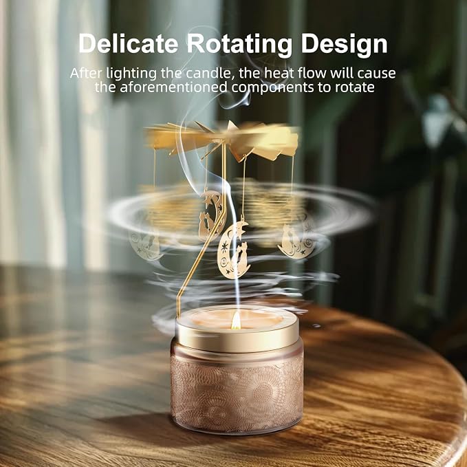 Rotatable Osmanthus Flower Scented Candle, Gifts for Women, Single-Wick with 20 Hours of Burn Time, Ideal for Creating Relaxing Ambience & Holiday Gifting (Moon Cat)