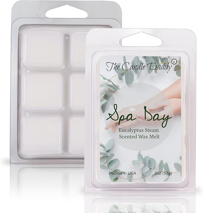 The Candle Daddy Spa Day - Relaxing Aroma Therapy Eucalyptus Scented Wax Melt - 1 Pack - 2 Ounces - 6 Cubes
