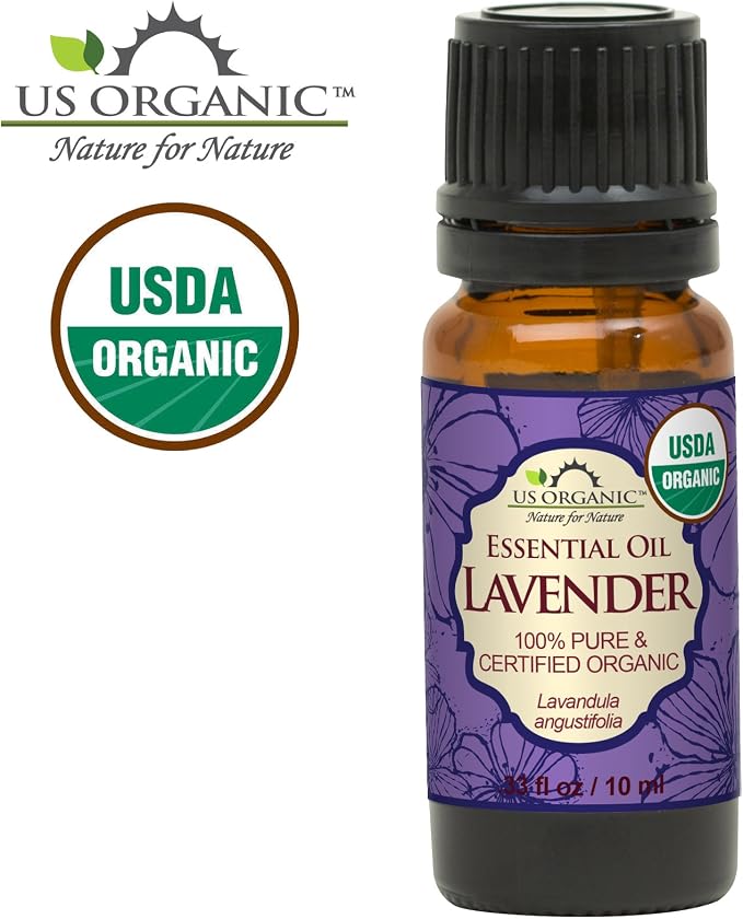 US Organic 100% Pure Lavender Essential Oil, Directly sourced from Bulgaria, USDA Certified Organic, Undiluted, for Diffuser, Humidifier, Massage, Skin, Hair Care, Non GMO, 10 ml