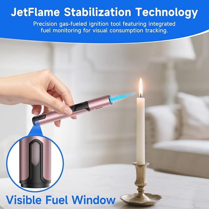 Torch Lighters Butane Lighter 2 Pack Windproof Adjustable Jet Flame Torch Lighter, Butane Refillable Gas Torch Lighter for Candles Grill BBQ Fireplaces Camping ((Not Prefilled)