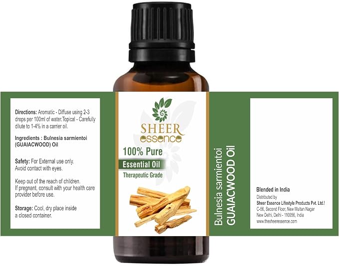 Guaiacwood Oil (Bulnesia Sarmientoi) Essential Oil 100% Pure Natural Undiluted Uncut Therapeutic Grade Oil 1.01 Fl.OZ